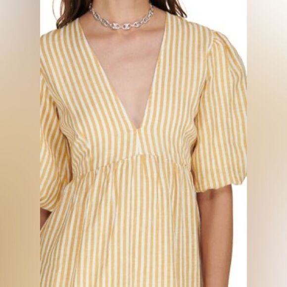 Faithful The Brand | XS | Brighton striped Tan Maxi Dress beach butter yellow - Picture 3 of 8